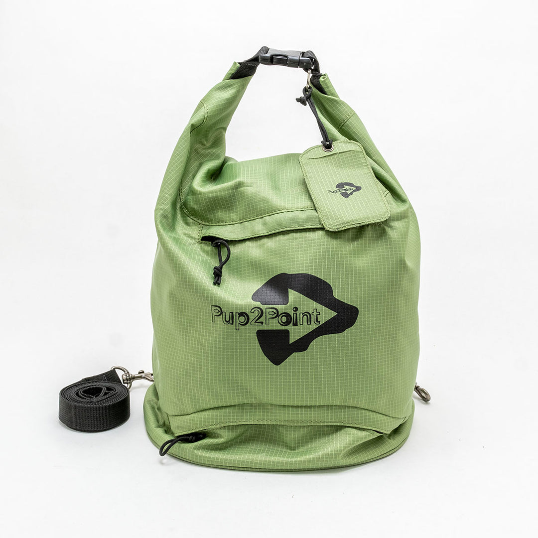 Green pup 2 point travel dog bag